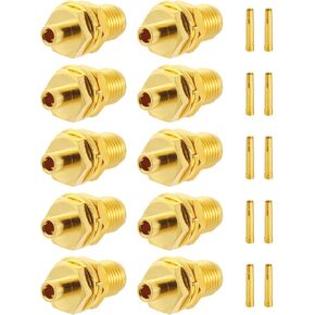 10 PCS SMA Connectors SMA Female Bulkhead Solder Connector for RG405 .086" Semi-Rigid RF Coax Cable