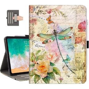 Vimorco Leather Case for ipad Air 4th/5th 10.9 Case, ipad Air 11 6th M2, Case for ipad Pro 11 inch 4th/3rd/2nd/1st Generation, Pencil Holder&Handle&Pocket, Multiple Stand Protector, Dragonfly