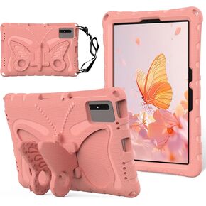 for Samsung Galaxy S9/S9FE/S8/S7 11" Butterfly Wings Kickstand Kids Girl Tablet Case EVA Material Light Weight Shockproof Kids Case for Lenovo M11 Xiaomi PDA 5/6 Redmi Pad SE (Pink)
