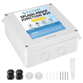 TICONN Electrical Junction Box, IP65 Splash-Proof ABS Plastic Project Box Electrical Enclosure (3.9"×3.9"×2.8"