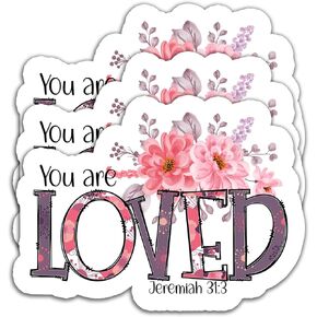 (3PCS) You are Loved Jeremial 31:3 Bible Verse Sticker, Inspirational Christian Sticker, Jesus Faith Religious Stickers, Waterproof Vinyl Decal Decor Book Laptops Tumblers Water Bottles, 3 "x 2.2 "