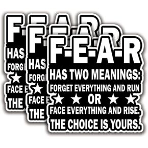 (3Pcs) Fear Has Two Meanings Sticker Quotes Funny Sticker Inspirational Quote Decal Waterproof Vinyl Stickers Adult for Laptop Kindle Car Tumbler Water Bottle Mug Phone Notebook Helmet - Size 3"x3"