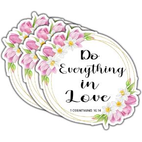 (3pcs) Do Everything in Love Sticker Christian Bible Verse 1 Corinthians 16:14 Jesus Vinyl Decal Motivation Inspirational Stickers for Tumbler Books Laptops Phone Water Bottles Kindles Car -3x3