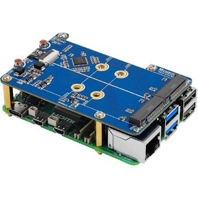 MPS2280D NVMe to PCIe Adapter for Raspberry PI 5 PCIE to Dual NVME SSD HAT Expansion Board Support 2280/2242/2230 Metal Case