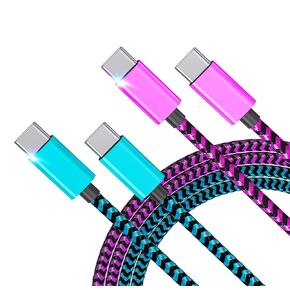 Teeind USB C to USB C Cable, [3ft, 2-Pack 60W] PD 3.0 USB C Cable Fast Charging Compatible with iPhone 16/16/15 Plus/16/15 Pro/16/15 Pro, MacBook, iPad, Samsung Galaxy S24/S23, for Home and Daily Use