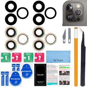 2 PCS Soaosdr Original Back Rear Camera Lens Glass Replacement for iPhone 12 Pro 6.1 inch with pre-Installed Adhesive+Reparing Toolkit+Installation Manual