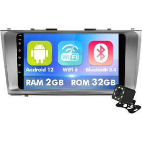 9 Inch IPS Touchscreen Android 12 Car Stereo for Toyota Camry 2006-2011 with Wireless CarPlay & Android Auto 2+32GB Car Radio, Support GPS, WiFi 6, Bluetooth,5.4, FM Radio, Backup Camera, SWC