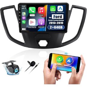 8 Core 2G+64G Android 13 Car Stereo for Ford Transit Tourneo Custom 2013-2019 with Wireless Carplay Android Auto,9'' Touchscreen Car Radio with WiFi,GPS Navigation,Bluetooth FM/RDS SWC+Backup Camera