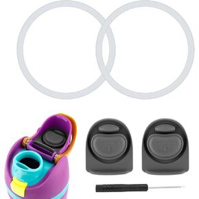 2pcs Bottle Seal Ring & 2pcs Replacement Stopper for Owala FreeSip 24oz 32oz, BPA-Free Water Bottle Top Lid Replacement Silicone O Ring Parts for Owala 16/19/24/32/40oz Gasket Plug Accessories