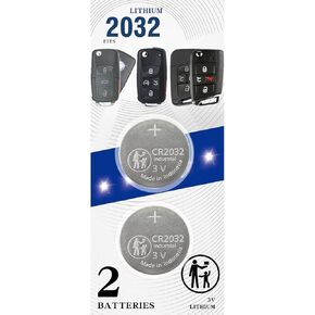 Key Fob Battery CR2032 Replacement for VW Volkswagen (2 Pack) Atlas Jetta Arteon Passat Golf Alltrack Remote Key Battery (KR5FS14-US)