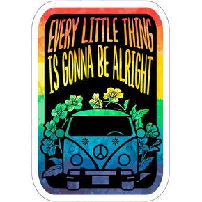 Every Little Thing is Gonna Be Alright Sticker Window Outdoors Decal Vinyl Small Waterproof Bottle Mug Passport Book Scrapbook Notebook Laptop Tumbler Phone Size - 4"×4" Gift