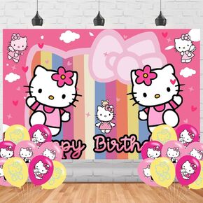 Cute Cat Birthday Party Backdrop Photo Background Cartoon Cat Birthday Party Decorations Banner Cartoon Cat Theme Photography Backdrop