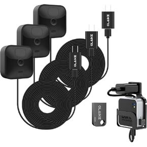 OLAIKE Wall Mount Bundle for Blink Sync Module 2 with Short Cable,3 Pack 16ft/5m Power Cord, Adapter,Module Mount and USB Flash Drive 64GB(No Include Blink Camera and Sync Module)