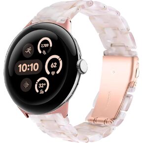 Miimall Resin Band Compatible for Google Pixel Watch 3 41mm/Pixel Watch 2/Pixel Watch Band for Women men, Lightweight, Thin Adjustable Bracelet Metal Clasp Replacement Strap for Google Pixel Watch