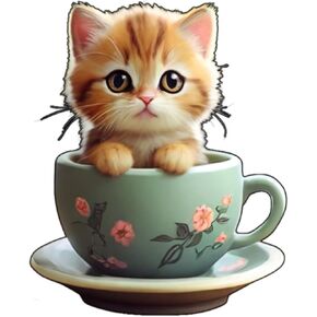 Cute Cat Stickers for Water Bottle 3in, 3Pcs Waterproof, Stickers for Laptop Skateboard Scrapbooking Journal Luggage Bike Phone, Cat Stickers for Kids Adults. (Cat NN1)