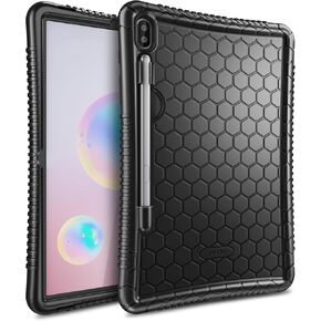 Fintie Silicone Case for Samsung Galaxy Tab S6 10.5" 2019 (Model SM-T860/T865/T867), [S Pen Holder] Honey Comb Series Kids Friendly Light Weight Shock Proof Protective Cover, Black