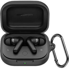 Case for Motorola Moto Buds/Buds+ Wireless Headphones Protection Cover Full-Body Soft Silicone with Keychain Headphone Accessories Funda Carcasa (Black)