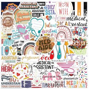 55Pcs Medical Assistant Stickers,Medical Assistant Supplies, Waterproof Vinyl Stickers for Medical Assistants, Teens, Aduts - Funny Medical Stickers Decals for Laptop Water Bottles (Assistant)