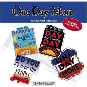 Coloring Broadway - Les Miserables Inspired Stickers (Set of 4) “One Day More" Collection, Broadway Musical Merchandise, Die-Cut & Bubble Free Vinyl, Ideal Gift for Theatre Lovers