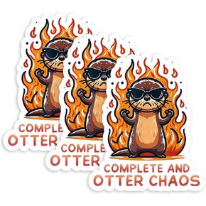 Set 3Pcs Complete and Otter Cha*s Sticker Funny Quotes Otter Cute Meme Humor Sticker Bookish Hard Hat Waterproof 3 Inches Die-Cut Vinyl for Water Bottle Laptop Phone for Friend Coworker Dad Mom