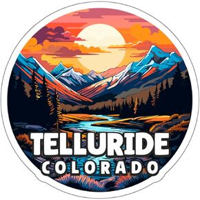 Telluride Colorado Travel Sticker, Weatherproof Souvenir Decal Vinyl Small Waterproof for Water Bottle Mug Passport Laptop Phone Car Stickers, Size - 4″×4″ - ID44990