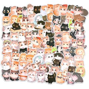 Cute Cat Stickers, 100 PCS Funny Cat Meme Sticker Waterproof Kawaii Stickers for Water Bottle Laptops Phone Case Scrapbook Aesthetic Vinyl Stickers Cute Things Birthday Gifts Kawaii Stuff