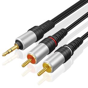 TNP 3.5mm to RCA Audio Cable - 6 Feet Gold Plated HiFi Sound Aux to RCA Cable Male to Male Stereo Audio Adapter Cable - 1/8 to RCA Stereo Cable for Smartphones, TV, Car Audio, Stereo Sound System