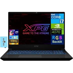 XPG Xenia 15G Gaming Laptop 15.6" 144Hz IPS FHD Display (Intel i7-14700HX, GeForce RTX 4070 8GB, 64GB DDR5 RAM, 3x1TB SSD R0 (3TB), RGB Backlit KB, WiFi 6E, RJ-45, Win 11 Pro) /w DKZ USB Hub