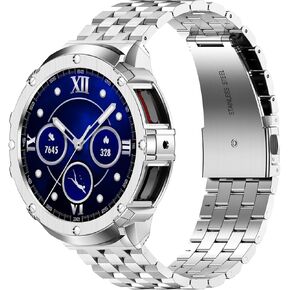 HASLFM Stainless Steel Case and Bands for Samsung Galaxy Watch Ultra 47mm Band for Men, Rugged Metal Protective Cases Band for Galaxy Watch 7 Ultra Band (Gold)