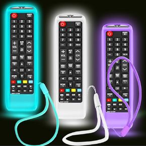 3Pack Case for Samsung TV Remote, Cover for Samsung Remote Control for Smart TV Universal Replacement Silicone Sleeve Skin with Lanyard Glow in The Dark Purple Blue White