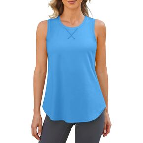 G4Free Lightweight Racerback Workout Tank Tops for Women High Neck Athletic Long Tanks Fast Dry Sleeveless Running Shirts