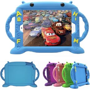 CHINFAI Kids Case for iPad, Cute Cartoon Case for iPad 2017 2018 9.7 inch, Case for iPad Pro/iPad Air 1 2, Shockproof Silicone Protective Cover with Self Stand [BPA Free][Side Handles] (Blue)