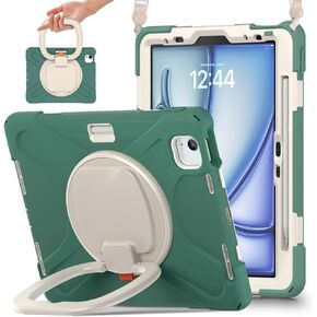 SCSVPN for iPad Air 11 Inch Case M3/M2 (7th/6th Generation, 2025/2024), iPad Air 5th/4th Gen 10.9''(2022/2020), iPad Pro 11''(2020-2018) Protection Cover with Pen Holder+Stand+Shoulder Strap, Pink