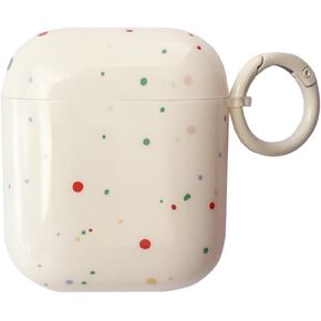 Colourful Polka Dot Cute Beige Case for Airpods 4 with Lock,Retro Kawaii Aesthetic Tortoise Shell Trendy Funny Girls Women Protective Cover for Airpod 4th Gen
