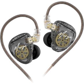 KZ Merga in Ear Monitor Headphones, High-Reslution Tuning Wired Earbuds Earphones,KZ Earbuds Bass 2pin 3.5mm Sports Music Game in Ear Monitor Headphone for System Singers (Black Cable, No Mic)