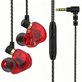 QKZ SK3 Wired Earbuds,in Ear Monitor Headphones, IEM Earphones with 1DD, HiFi Gaming Earbuds, Bass Sound with New 10mm Dynamic Driver for Video Music (red)