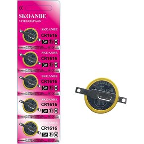 SKOANBE 5PACK Tabbed CR1616 Battery 1616 Battery with Solder Tabs 3V Lithium Batteries for Gameboy Cartridge Battery Ruby Gameboy Advance SP Fire Red Leaf Green Emerald GBA Gameboy