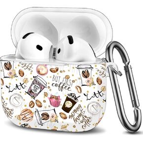 Case Compatible with AirPod 4th Generation 2024,Shockproof Protective Case Cover with Keychain for Women Men,Wireless Accessorie Charging Cases for Airpod 4th - Coffee Bean