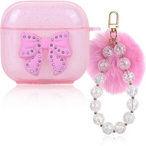 Cute Clear Airpod 4 Case Compatible with Pink Kawaii Bow AirPods 4th Generation Case Cover for Women Girl in Kuwait