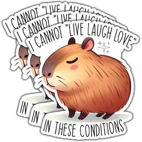 (3pcs) I Cannot Live Laugh Love in These Condition Sticker for Tumbler Funny Sarcastic Motivational Phrase Inspirational Quote Vinyl Decal for Kindle Laptop Water Bottle Phone Hard Hat -3x3