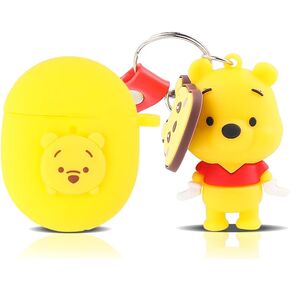 Case for Google Pixel Buds Pro Earbuds, BGAANM Silicone Pixel Buds Pro Charging Case Protective Cover with Doll and Keychain - Cute Skin Designed (PoohBear)