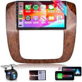 8Core 4G 64G Car Radio for GMC Yukon Sierra Tahoe LTZ 2007-2013 Stereo with Wireless Carplay Android Auto 9inch1280x720P QLED Touch Screen 5.0 Bluetooth WiFi DSP 32EQ 59UIs FM/RDS GPS Backup Camera