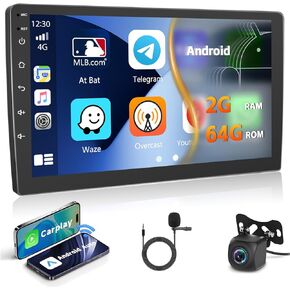 2+64G Inefala 9 Inch Double Din Android 13 Car Stereo Radio with Wireless Carplay Android Auto, HD Touch Screen Dash Kit with GPS WiFi BT HiFi FM/RDS SWC MIC Backup Camera