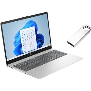 HP 15.6" FHD Display Laptop | Intel Core i5-1235U(Beat AMD Ryzen 5 7520U) | Intel Iris Xe Graphics |Camera|Silver| WiFi | 8GB RAM | 256GB SSD | Windows 11 Home | Bundle with 64GB USB Flash Drive