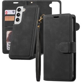 QLTYPRI Case for Samsung Galaxy S25 Ultra, 2 in 1 Detachable Wallet Case PU Leather with Card Slots KickstandWrist StrapMagnetic Closure Shockproof Flip Cover for Samsung S25 Ultra - Blue
