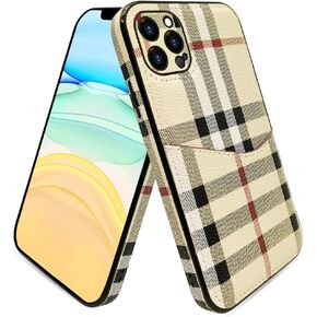 Designer Compatible with iPhone 14 Pro Max Wallet Case for Women，Luxury Classic Checkered Pattern PU Leather Protective Cover with Card Slot for Cash (6.7 inch)