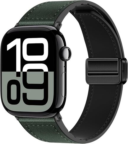 Qimela Magnetic Leather Strap Compatible with Apple Watch Band 38mm 40mm 41mm 42mm 44mm 45mm 46mm 49mm for Men Women,Top Grain Genuine Leather Wristband for iWatch Series 10 9 8 7 6 5 4 3 Ultra 2 1 SE in Saudi Arabia
