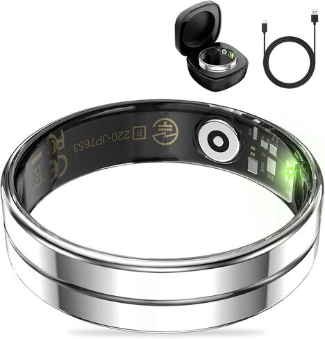 HitTopss Smart Ring ، Fultra Thin Tracking Ring Smart Ring مع السعرات الحرارية/معدل ضربات القلب/مراقبة الأكسجين/النوم ، 5ATM مقاوم للماء ، لا يوجد اشتراك في التطبيق (Silver ، Ultra Thin-8#) in Saudi Arabia