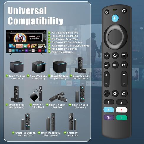 Remote Control Replacement for AMZ Fire Smart TV Stick/Cube/Lite/4K and for Insignia-Toshiba-Pioneer-Smart TVs with Voice Function in Kuwait
