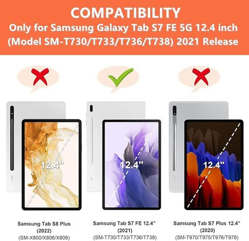 ICOVERCASE متوافق مع Samsung Galaxy Tab S7 Fe (2021) 12.4 بوصة SM-T730/T733/T736/T738 ، حالة الغطاء الخلفي الخفيف الشفاف الناعم (CLEAR CLEAR) in Kuwait